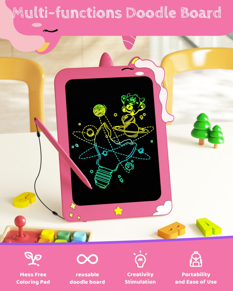 TEKFUN LCD Writing Tablet for Kids  8.5 Inch Unicorn Toddler Doodle Board  Drawing Tablet  Reusable Electronic Pads Educational and Learning Toy Gift for 3-8 Years Old Boy and Girl (Pink) - Image 3